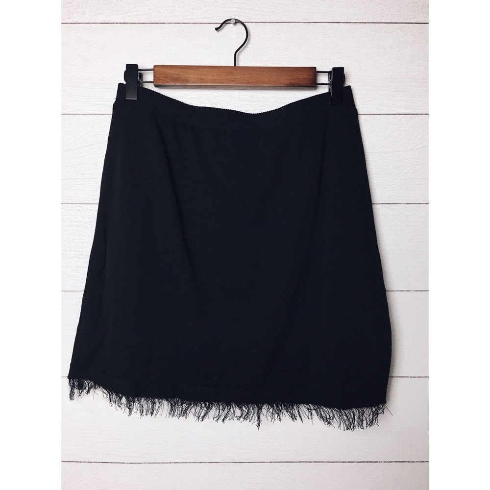 Honey Punch | Black Frayed Hem Wrap Skirt - Picture 5 of 5